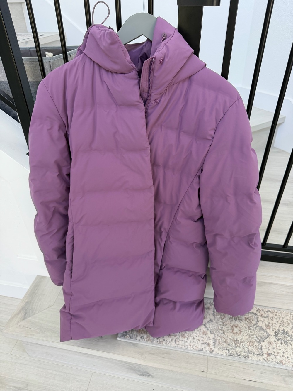 Purple Uniqlo Down Puffer Hooded Jacket